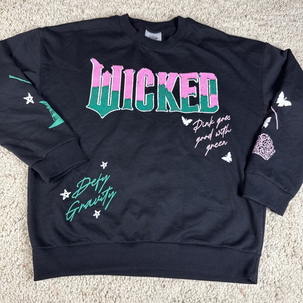 Wicked Musical Reversible Sequin Sweatshirt Universal Studios Graphic Crewneck S
